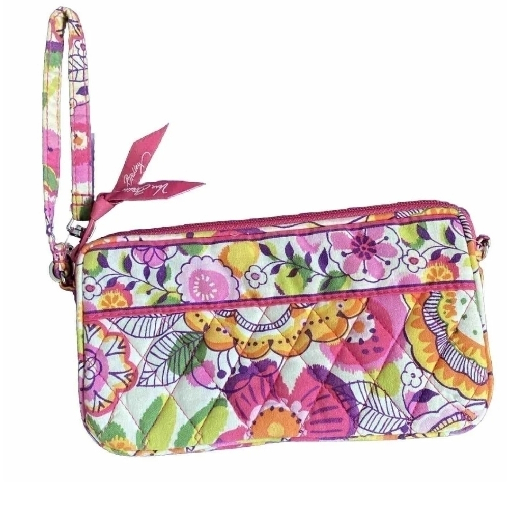 Vera Bradley Pink Clementine Multicolor Floral Zip Wallet Wristlet Purse